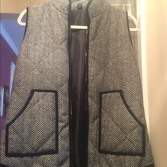 Black and gray quilted vest