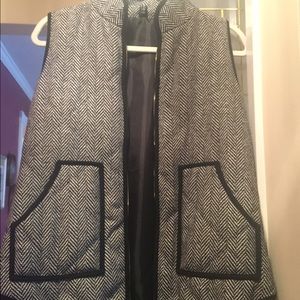 Black and gray quilted vest