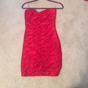 Red body con dress