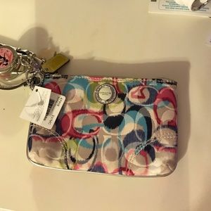 Colorful coach wristlet with tags!!
