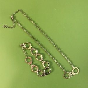 Handcuff necklace and bracelet set