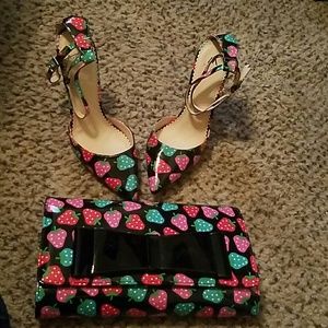 Strawberry shoes and handbag