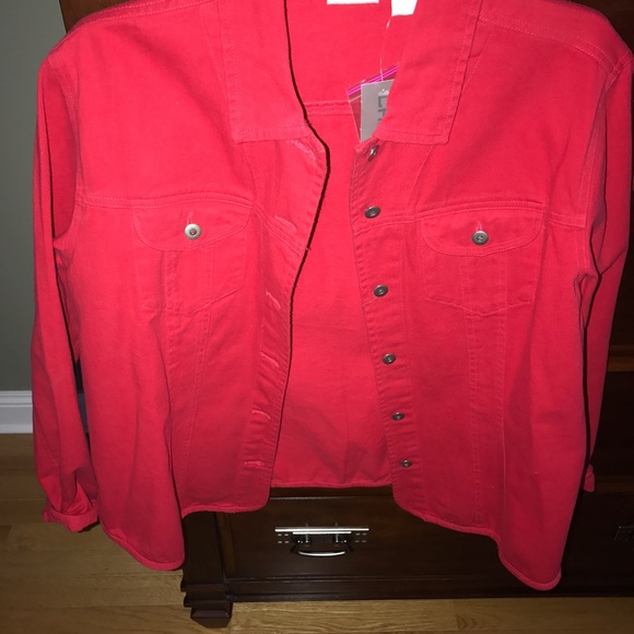 short red denim jacket