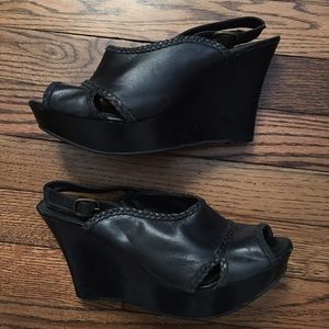 Black Gianni Bini leather wedges size 7
