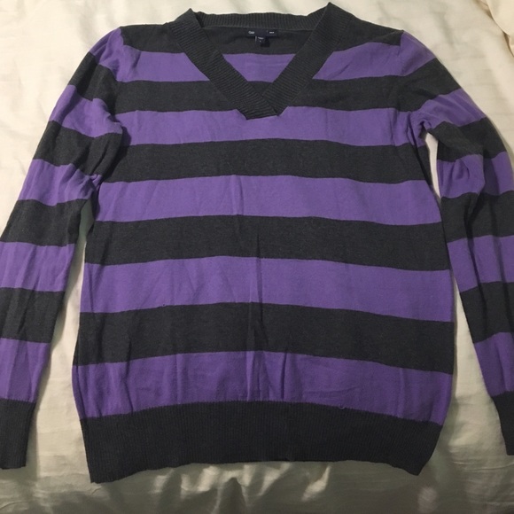 Purple and grey large gap sweater