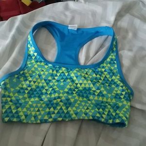 Blue and green sports bra