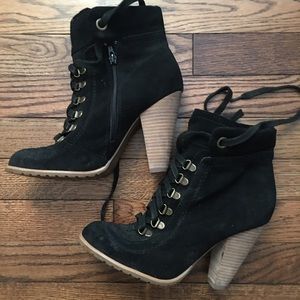 Seychelles Black suede lace-up heeled booties