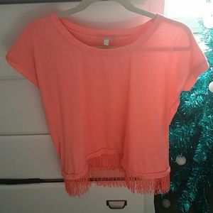 Coral fringe top