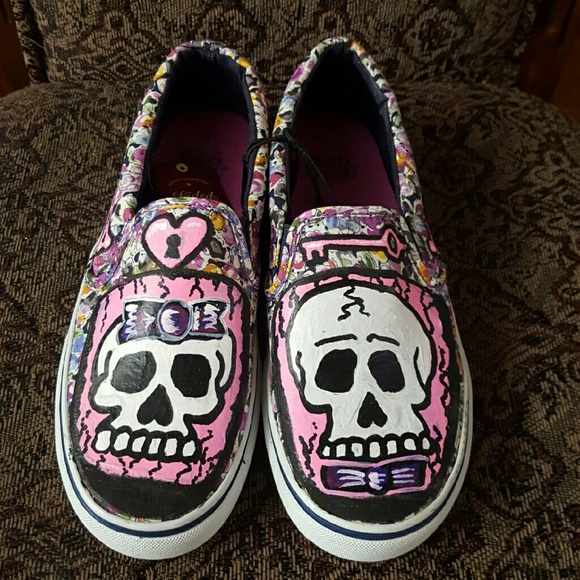 Faded Glory Shoes - Custom painted size 8 Woman's slip on shoes.