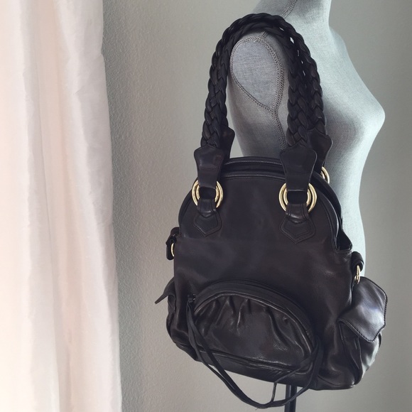 Treesje Dark Brown Leather Shoulder Bag