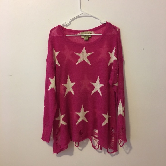 Wildfox white label pink and white star sweater
