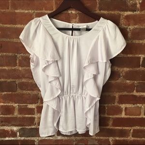 White polyester ruffle blouse