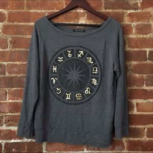 Grey + metallic horoscope wide neck pullover