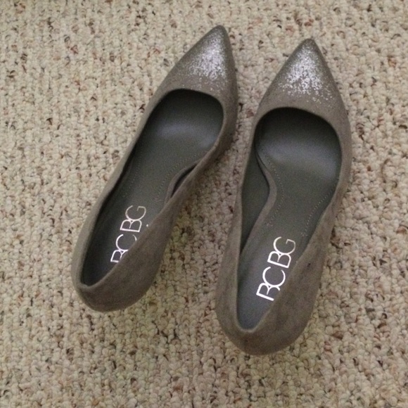 BCBG silver heels