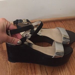 Michael Kors black and silver platform wedges