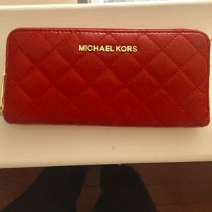 Michael Kors Red Quilted Leather Wallet