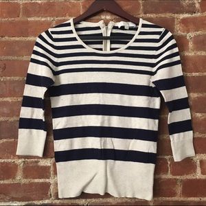 Cream and navy striped LOFT sweater