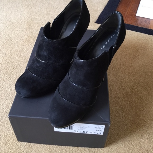 Tahari Black suede booties