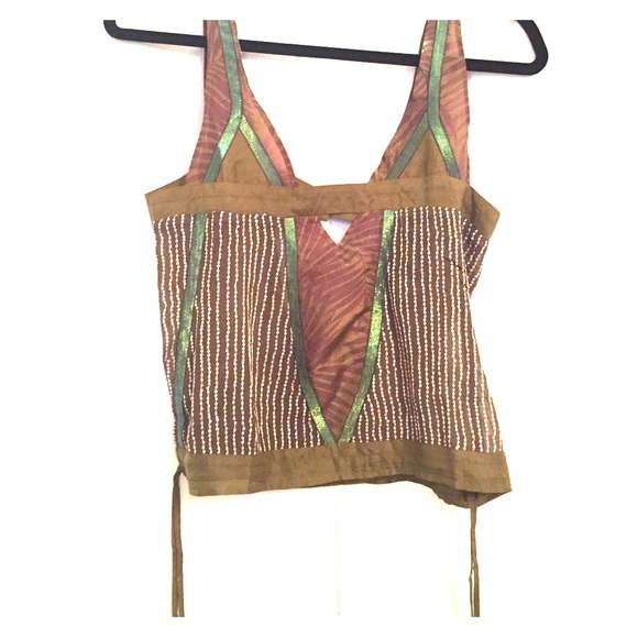 Custo Barcelona Green Silk Sequin Top