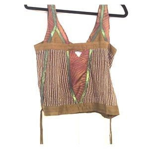 Custo Barcelona Green Silk Sequin Top