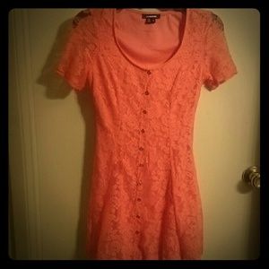 Coral lace short sleeve dress.