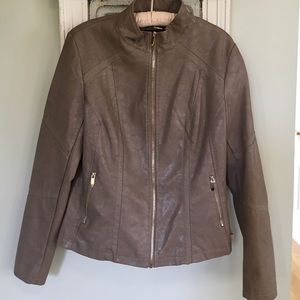 Taupe Vegan Leather Jacket