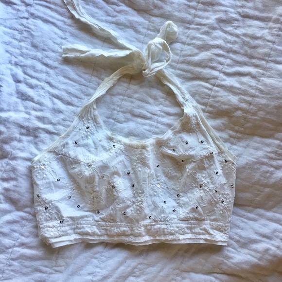 Free People Embroidered Crop Top