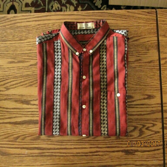 Red Short Sleeve Button Up Shirt