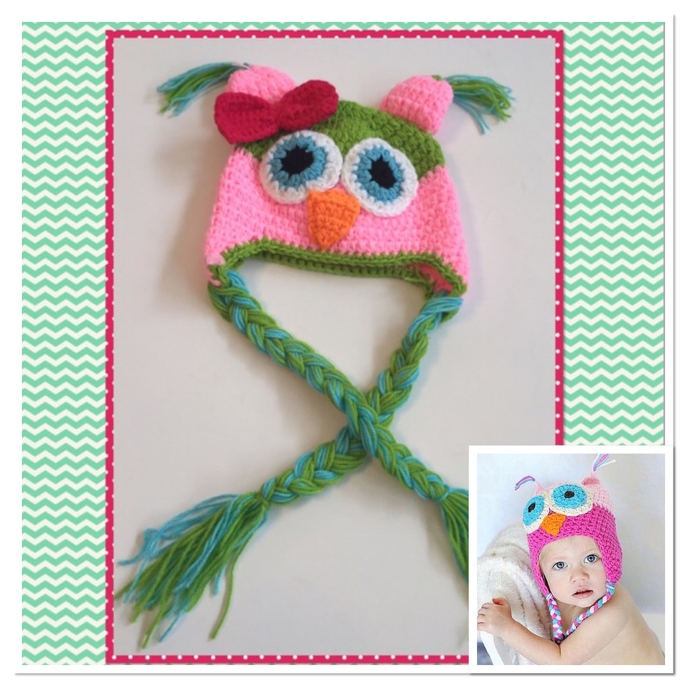 🎉HP🎉.  Pink Owl Beanie with Tassels, NWOT