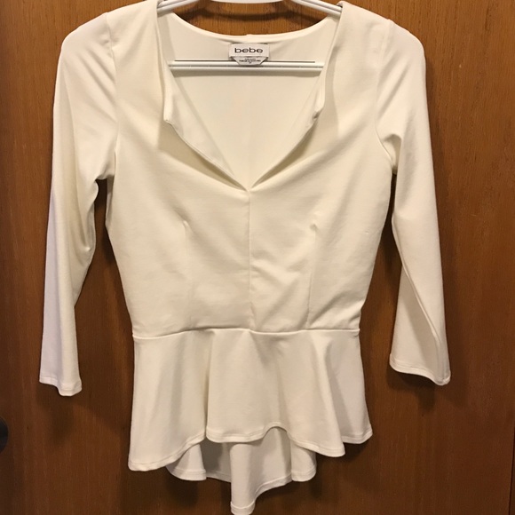 NWOT Bebe white peplum top