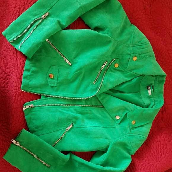 Green Suede Moto Jacket size 8