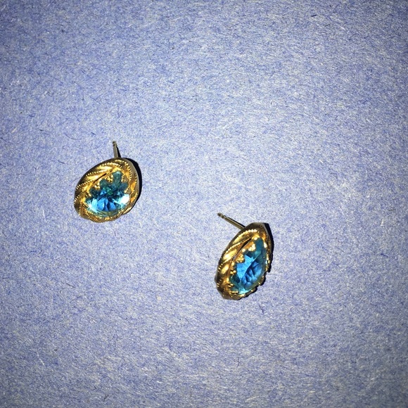 Aquamarine gold earrings - Picture 1 of 2