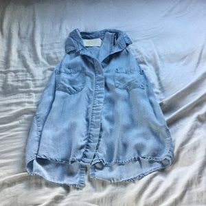 Denim button down tank top