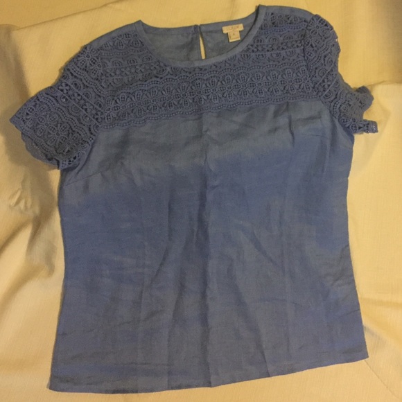 Lavender J. Crew Crocheted Detail Top