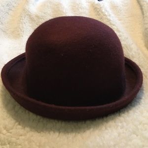 Burgundy bowler hat