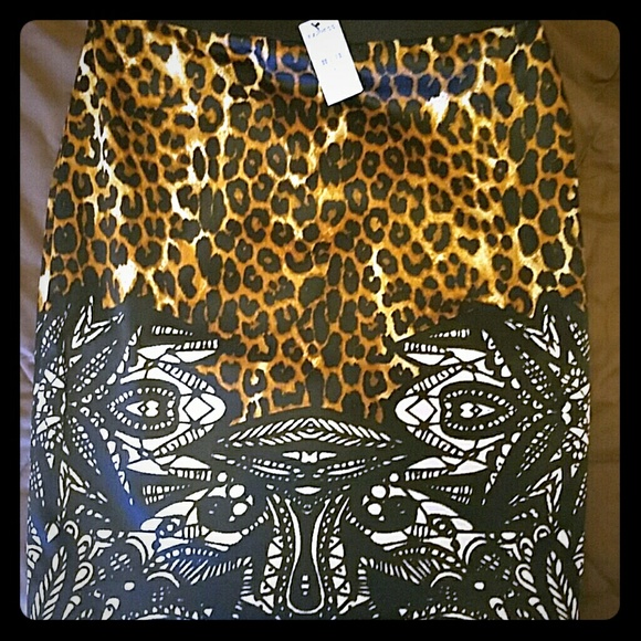 multi print pencil skirt