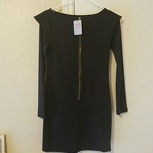 black zipper back mini dress