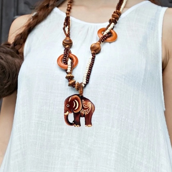 Jewelry Wooden Elephant Necklace Poshmark