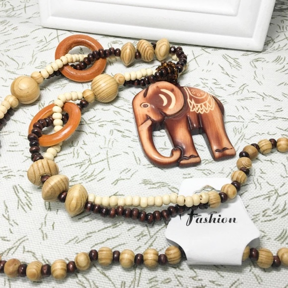 Jewelry Wooden Elephant Necklace Poshmark