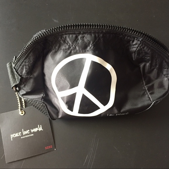 Peace Love World Black Makeup Bag Case Pouch Peace Love World Black Makeup Bag Case Pouch