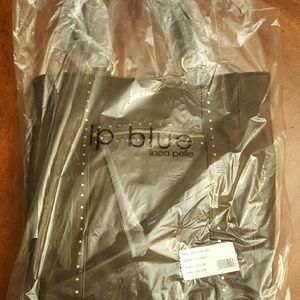 NEW Faux leather lp blue brown tote!