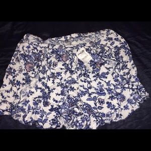 Brand new floral print flowy, silky shorts
