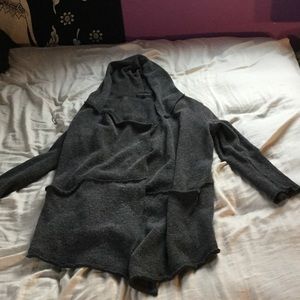 Lopsided hooded cardigan