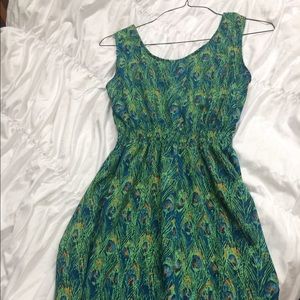 Adorable peacock feather print dress