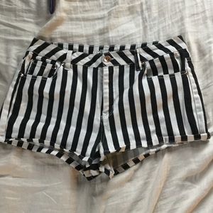 Striped Denim Shorts