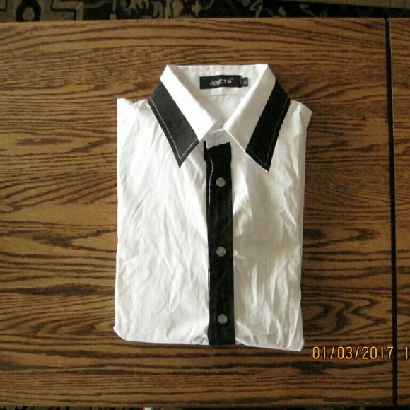 White Button Up with Black Lining