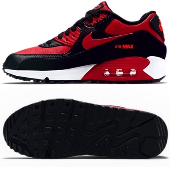 Nike air max 90 red black leather tennis shoe - Picture 4 of 4