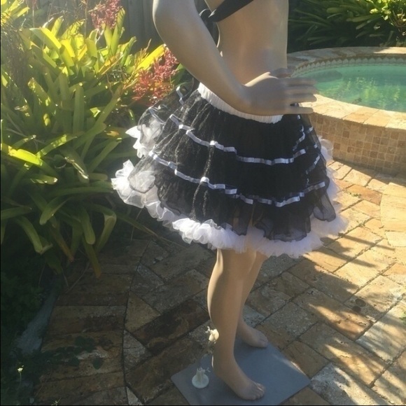 Dresses & Skirts - Black and White Tutu Mini Skirt Size M French Maid