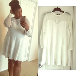 NWT. White Skater Dress with Sleeves