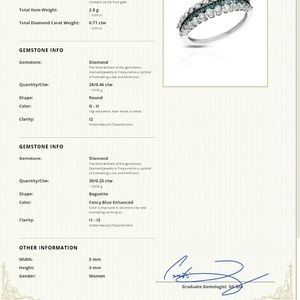 14 kt White Gold ring with blue baguettes diamonds